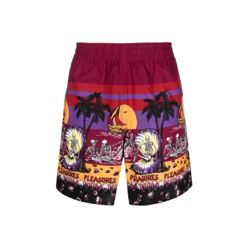 PLEASURES Casual Shorts Men Red