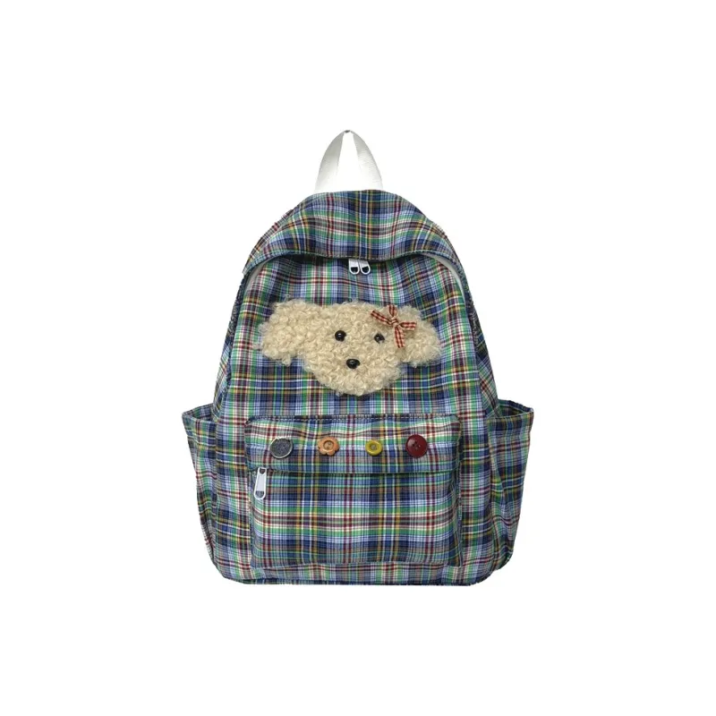 Kaka Tree Oxford Backpack Unisex Plaid/Plaid Puppy-0