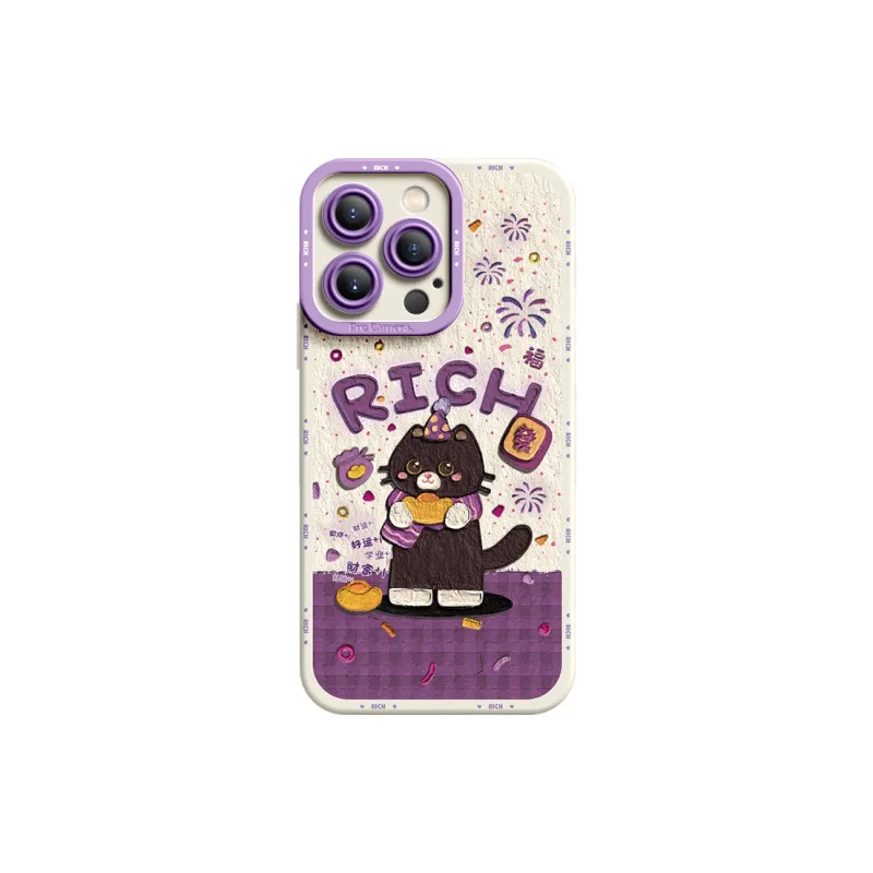 I Create My Art Silicone Material Lucky Cat Phone Cases Compatibility Apple Collection-6