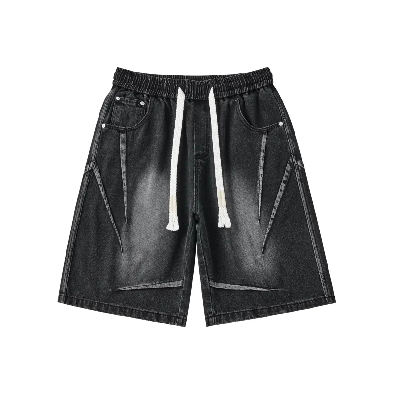 Ghost Mask Denim Shorts Unisex-0
