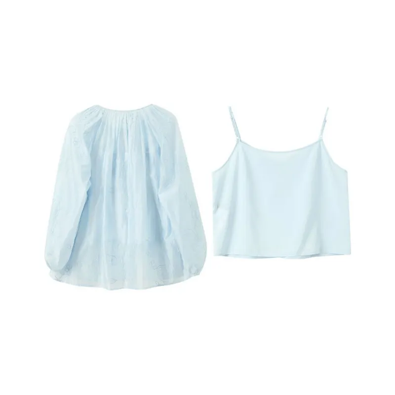 3COLOUR Chiffon Shirt Women's Lake Blue-1