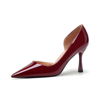 Lan Miao Slim Heel High Heels 5CM/7.5CM Women's Burgundy