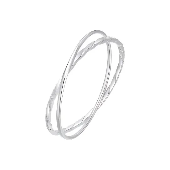 CHINA GOLD S999 Fine Silver Bangles Women's-0