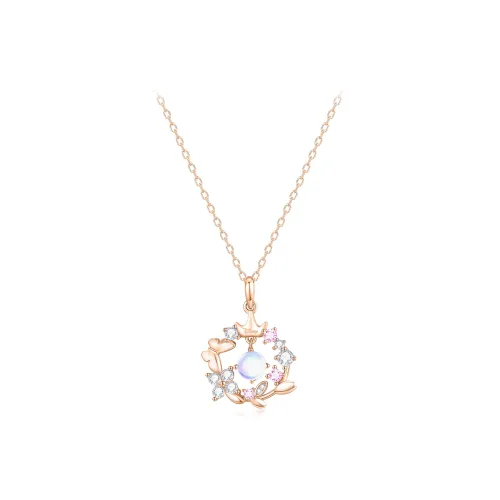 Disney Princess S925 Silver Necklaces Women's Rose Gold