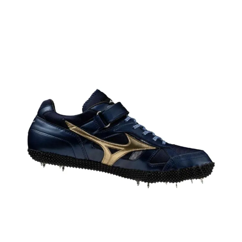 Mizuno Slip Resistant And Abrasion Resistant Functionality Blue Gold Color Track And Field Shoes Unisex Low Top-1