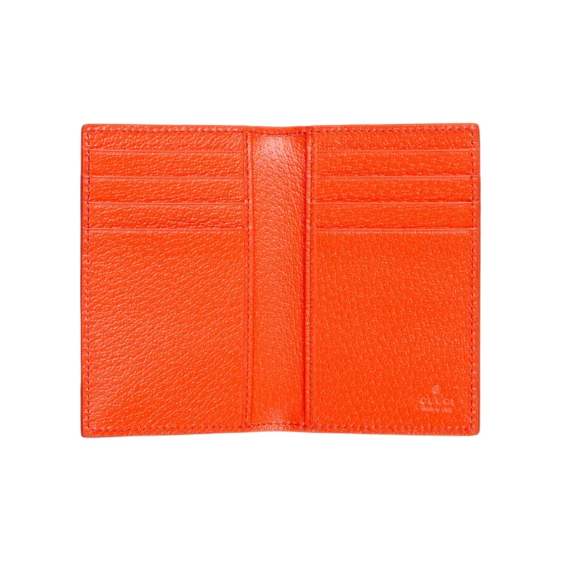GUCCI Artificial Leather Card Holder Men's Beige & Dark Brown-3