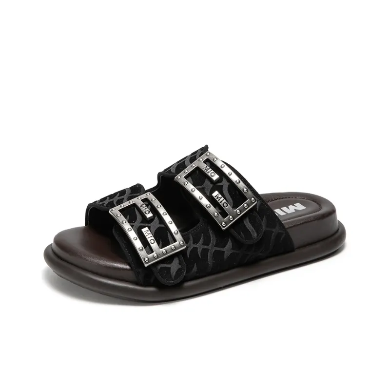 MIO Slide Slippers Women's Black, White-1