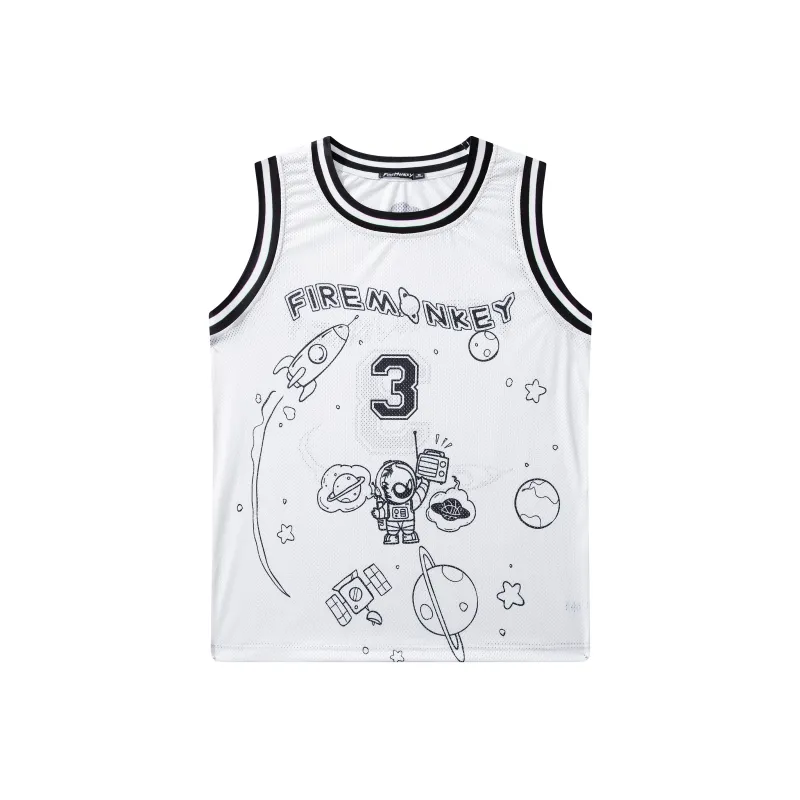 FireMonkey Basketball Jerseys Unisex White-13
