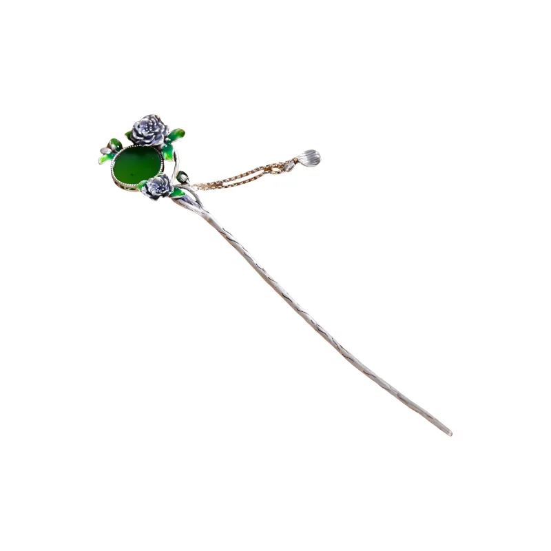 Jade Charm Yao Hairpins White Jade/Pale Greenish White Jade Women's-4