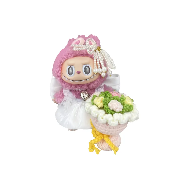 [Modified Doll] POP MART Labubu THE MONSTERS Heartbeat Macaron Collection Pure White Bridal, Cute Hang Tag Box 17cm-5