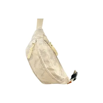 Tonlion Nylon Sling Bag Unisex Ecru/Black