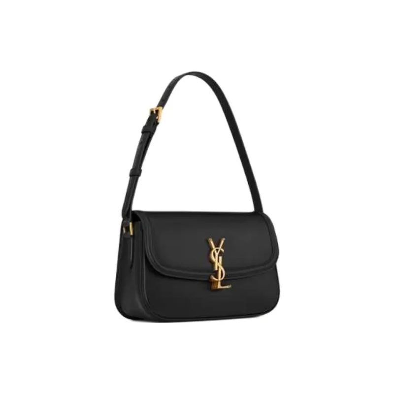 SAINT LAURENT SOLFERINO Cow Leather Shoulder Bag Medium Size Women's Black-1