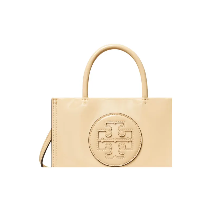 TORY BURCH Ella Patent Leather Tote Bag, Shopping Bag, Shoulder Bag, Crossbody Bag, Handbag Mini Women's Yellow-3