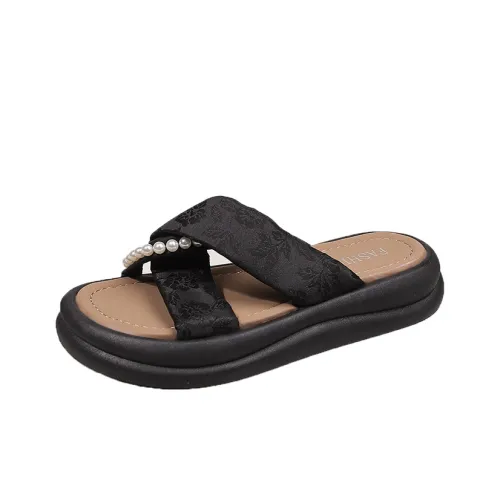 AJPAP Rubber Sole Cut Out Slip Resistant Odor Resistant Abrasion Resistant Slide Slippers Women's