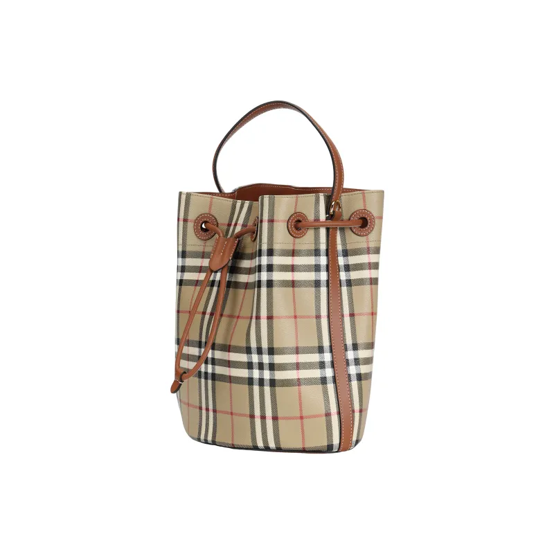 Burberry Polyurethane Bucket Bags Handbags Small Size Women's Beige & Black-1