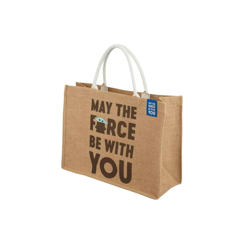 Disney Star Wars Collaboration Linen Tote Bag, Shopping Bag, Handbag Medium Size Unisex Brown-2