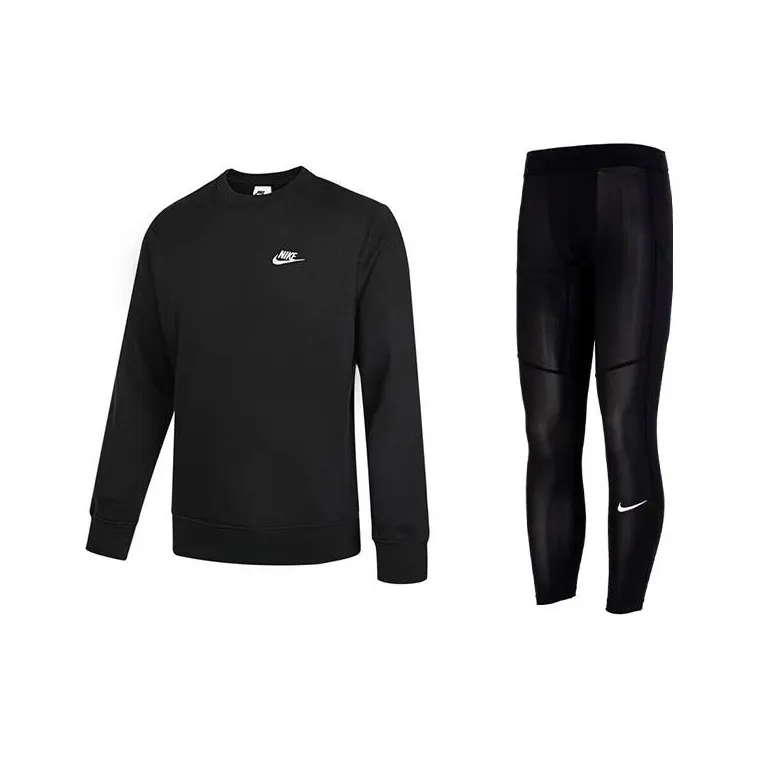 Nike Dri-Fit Casual Sportswear Men Black Sweatshirt+Black Pants-0