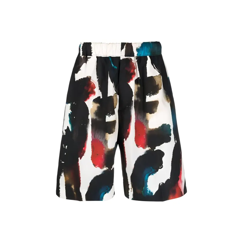 Alexander McQueen Watercolour Graffiti Printed Shorts-0