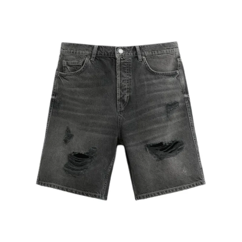 ZARA Denim Shorts Men Black-0
