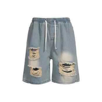 YearnObtainRainbow Denim Shorts Unisex Yellow Mud