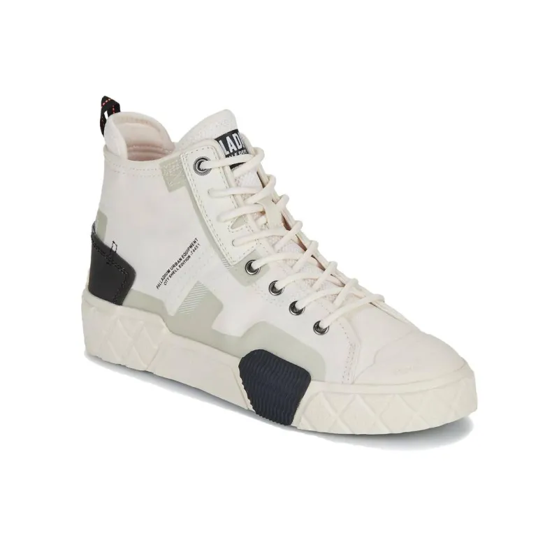Palladium Anti Slip Wear Resistant High Top Canvas Shoes Unisex Cream White-3