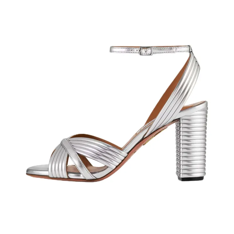 AQUAZZURA Very Sundance One Strap Sandals 8.5cm Women's Silver-0