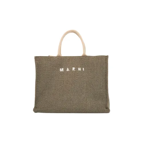 MARNI Cotton Tote Bag, Shopping Bag, Shoulder Bag, Handbag Large Size Men's Dark Olive