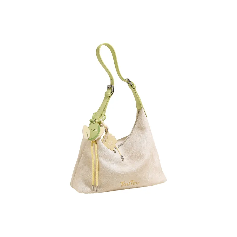 TOUTOU Synthetic Leather Shoulder Bag, Crossbody Bag Regular Women's Cream White-5