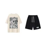 Apricot Top+Black Shorts