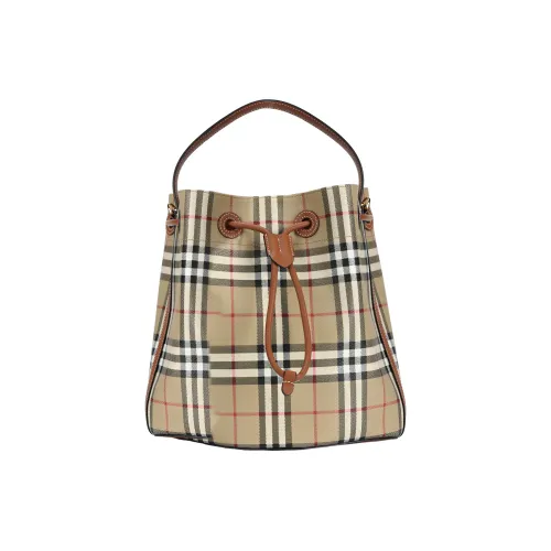 Burberry Polyurethane Bucket Bags Handbags Small Size Women's Beige & Black