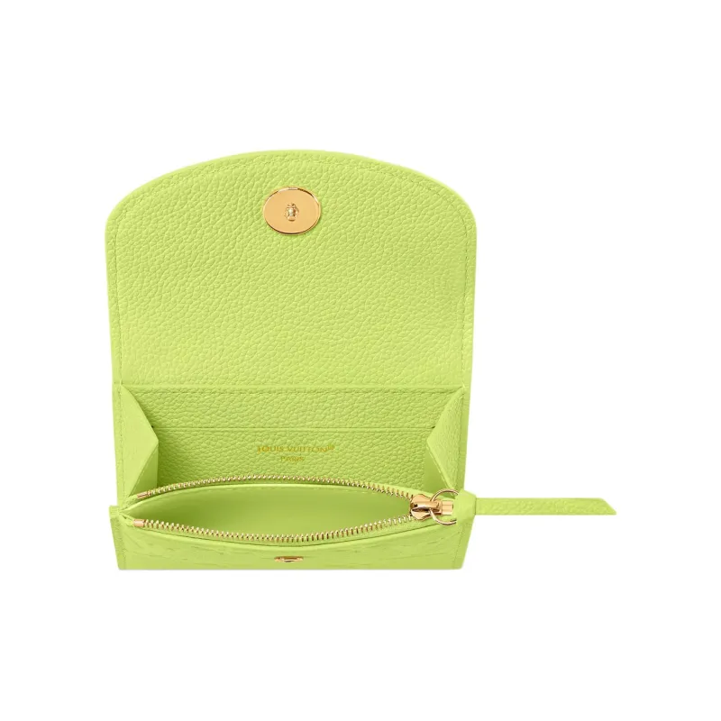 LOUIS VUITTON Rosalie Embossed Grain Cow Leather Coin Purse Women's Green-3