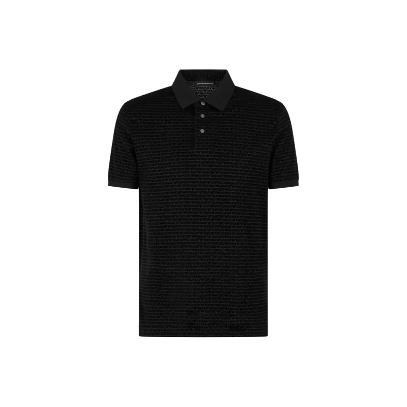 EMPORIO ARMANI Asv Lyocell blend Jersey Polo Shirt With Flocked Lettering All Over-0
