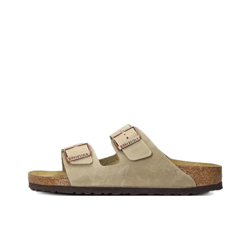 Birkenstock Arizona Rubber Sole Abrasion Resistant Slide Slippers Men's Taupe Regular Loose Fit