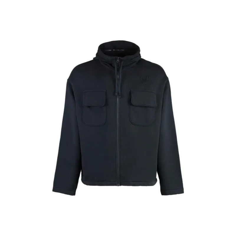 C.P.Company Brushed And Emerized Diagonal Fleece Hooded Utility Sweatshirt-0