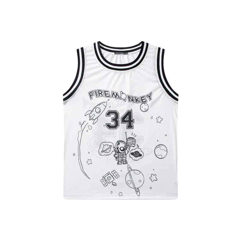 FireMonkey Basketball Jerseys Unisex White-19