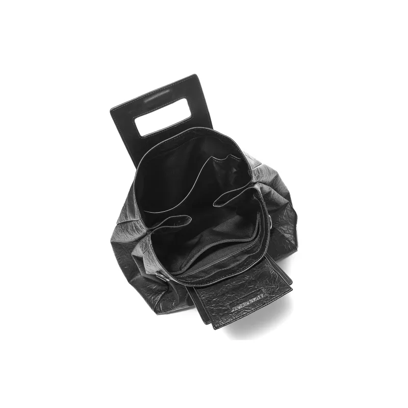 Yawei Kuroda PU Shopping Bag Handbag Regular Unisex Black-7