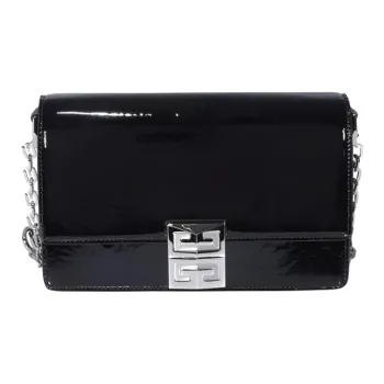 GIVENCHY Sheepskin Cow Leather Patchwork Shoulder Bag Crossbody Bag Small Size Women's Black