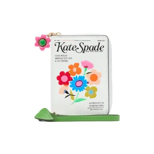 Kate Spade Cow Leather Card Holder, Coin Purse, Wallet Women's White