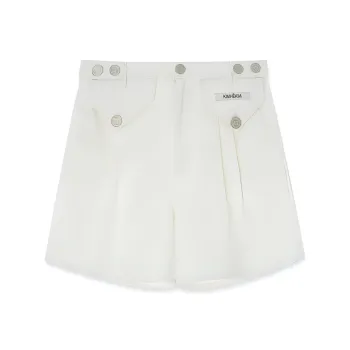 KIMHEKIM High rise Logo patch Denim Shorts