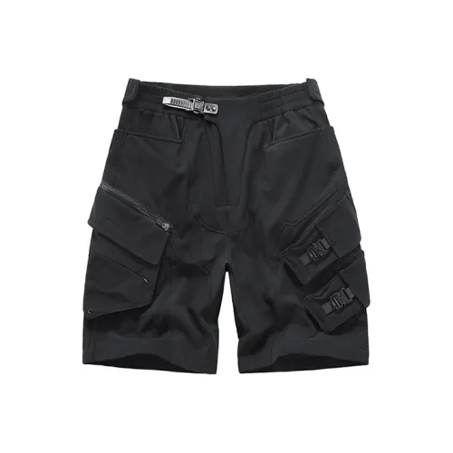VIP Multi Pocket Design Sports Elastic Wide Leg Loose Fit Cargo Shorts 5/6 Unisex Black