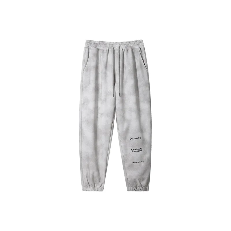 Muscle Dog Casual Pants Men White Gray-0