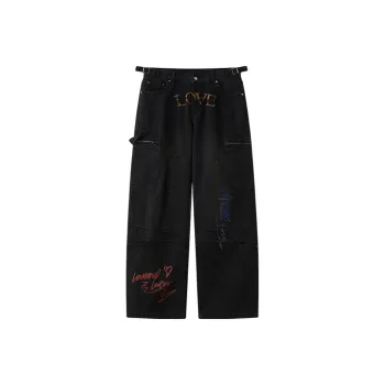 LOVE ME LATER Trendy Washable Casual Pants Unisex Black