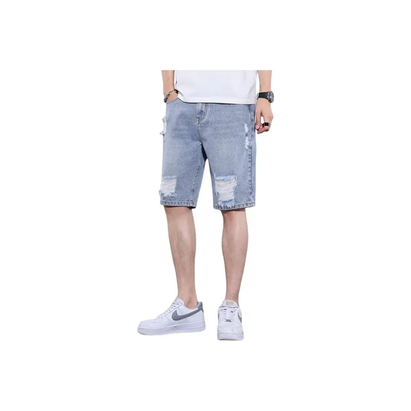 【dme】 Denim Shorts Men's Light Blue-0