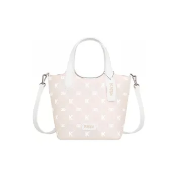 Kappa Matte Leather Bucket Bag, Versatile One Shoulder Basket Bag, Crossbody Bag, Commuter Bag Women's Milkshake White