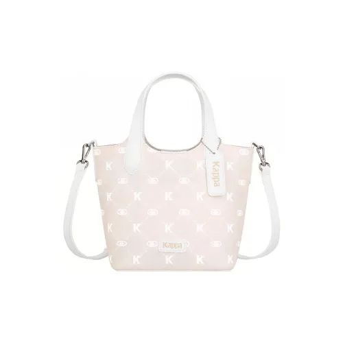 Kappa Matte Leather Bucket Bag, Versatile One Shoulder Basket Bag, Crossbody Bag, Commuter Bag Women's Milkshake White