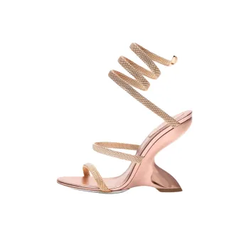 RENE CAOVILLA Trigold Symphony One Strap Sandals 10.5cm Women's Rose Gold