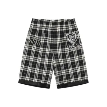 TCH Casual Shorts Unisex Black White Plaid