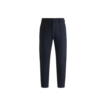 HUGO BOSS Tapered Fit Trousers In Performance Stretch Jersey Casual Pants Men's Dark Blue