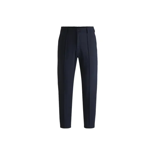 HUGO BOSS Tapered Fit Trousers In Performance Stretch Jersey Casual Pants Men's Dark Blue