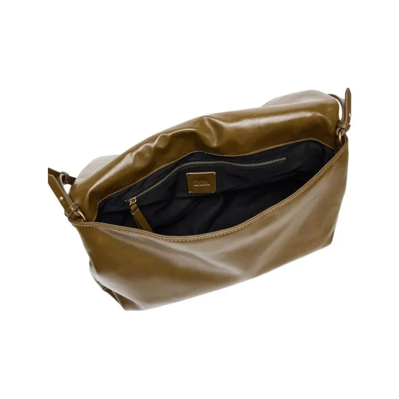 ZARA Polyurethane Crossbody Bag Women's Brown Green-3